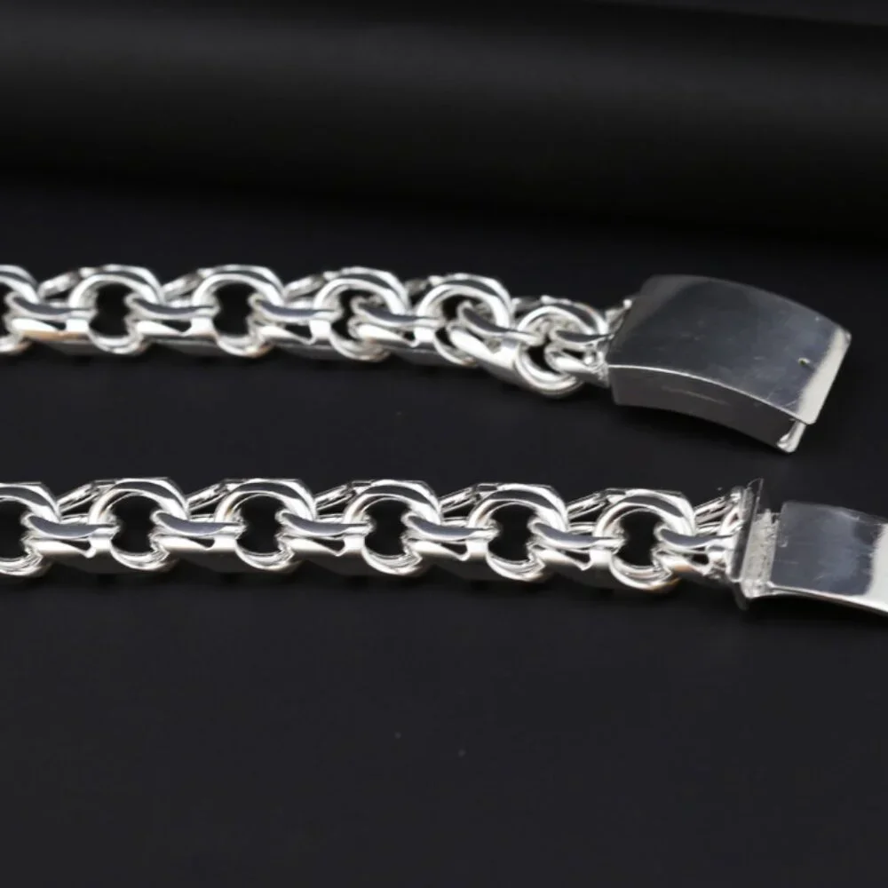 Handmade .925 Sterling Silver China Link Chain 26” | 374.7g Solid Silver - Picture 6 of 7
